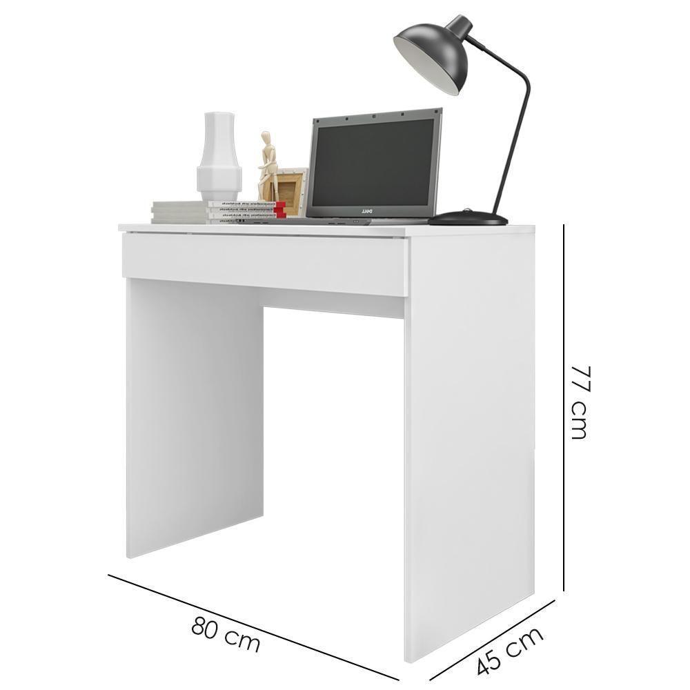 Mesa Para Computador Escrivaninha 1 Gaveta 80 Cm Alexia Branco Reajl Moveis Branco - 4