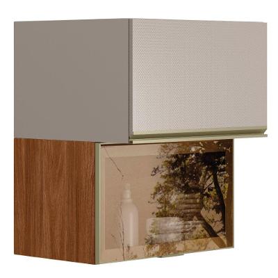 Armario Aereo Basculante Vidro 2p 60 Cm Mdf Proenca Nogueira Nude Prime Demartez Nogueira Nude Prime