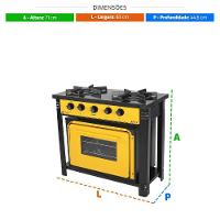 Fogão Industrial 2 Bocas Com Forno Bravo Amarelo Venâncio + 2 Caçarolas Tramontina Turim - 3
