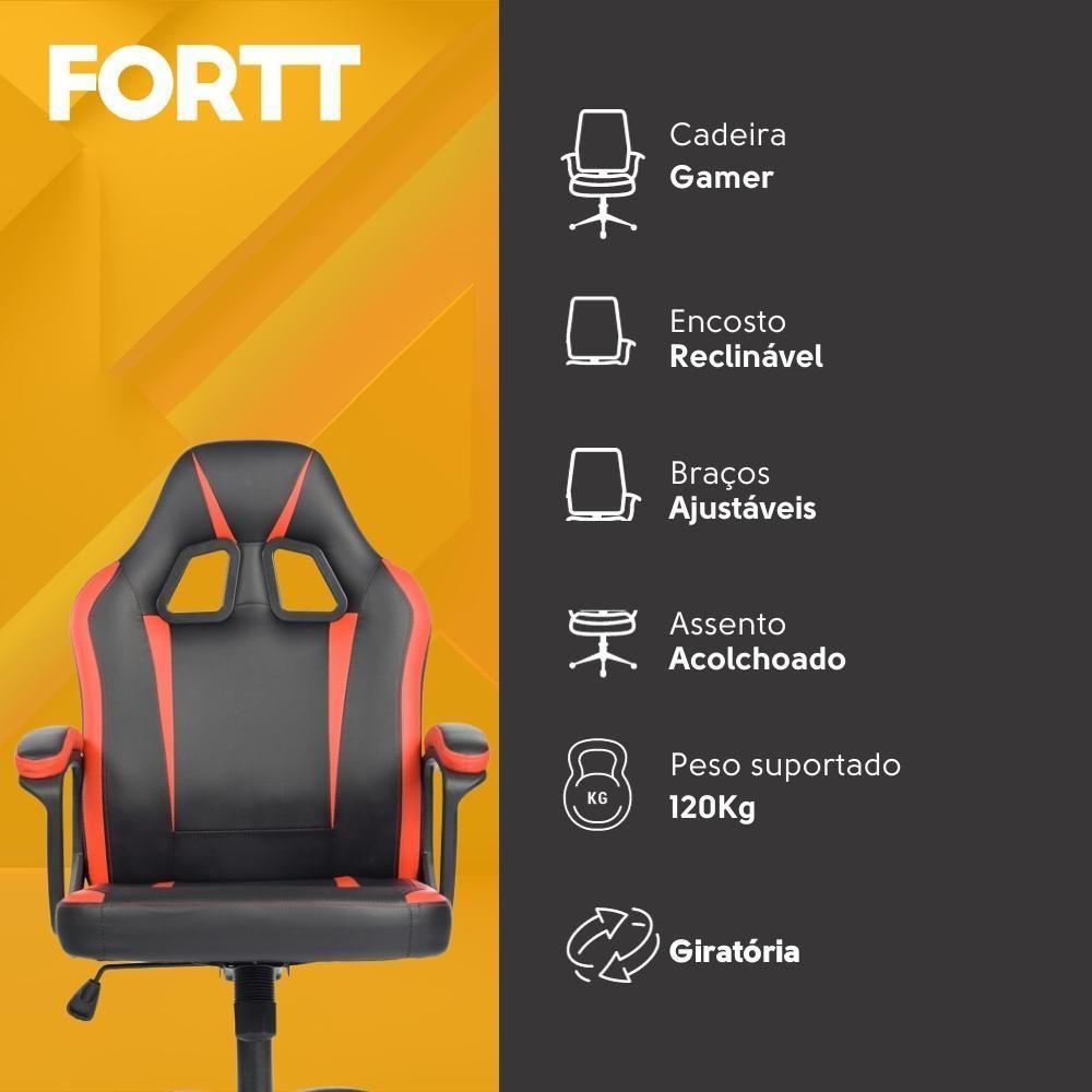 Cadeira Gamer Fortt Harbin Vermelha CGF022-V - 4