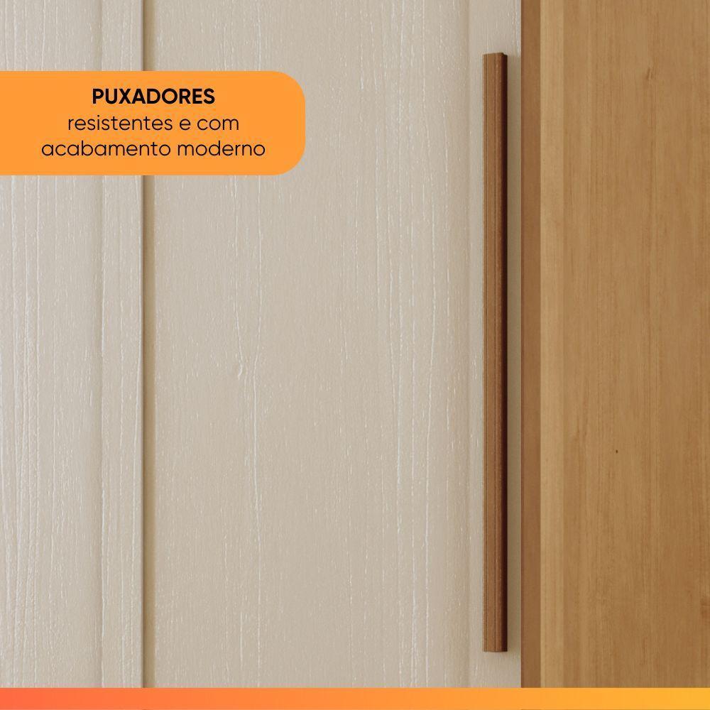 Guarda Roupas Casal 2 Portas De Correr Com Espelho 100% Mdf 6 Gavetas Firenze Madeirado / Areia - 5