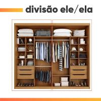 Guarda Roupas Casal 2 Portas De Correr Com Espelho 100% Mdf 6 Gavetas Firenze Madeirado / Areia - 8