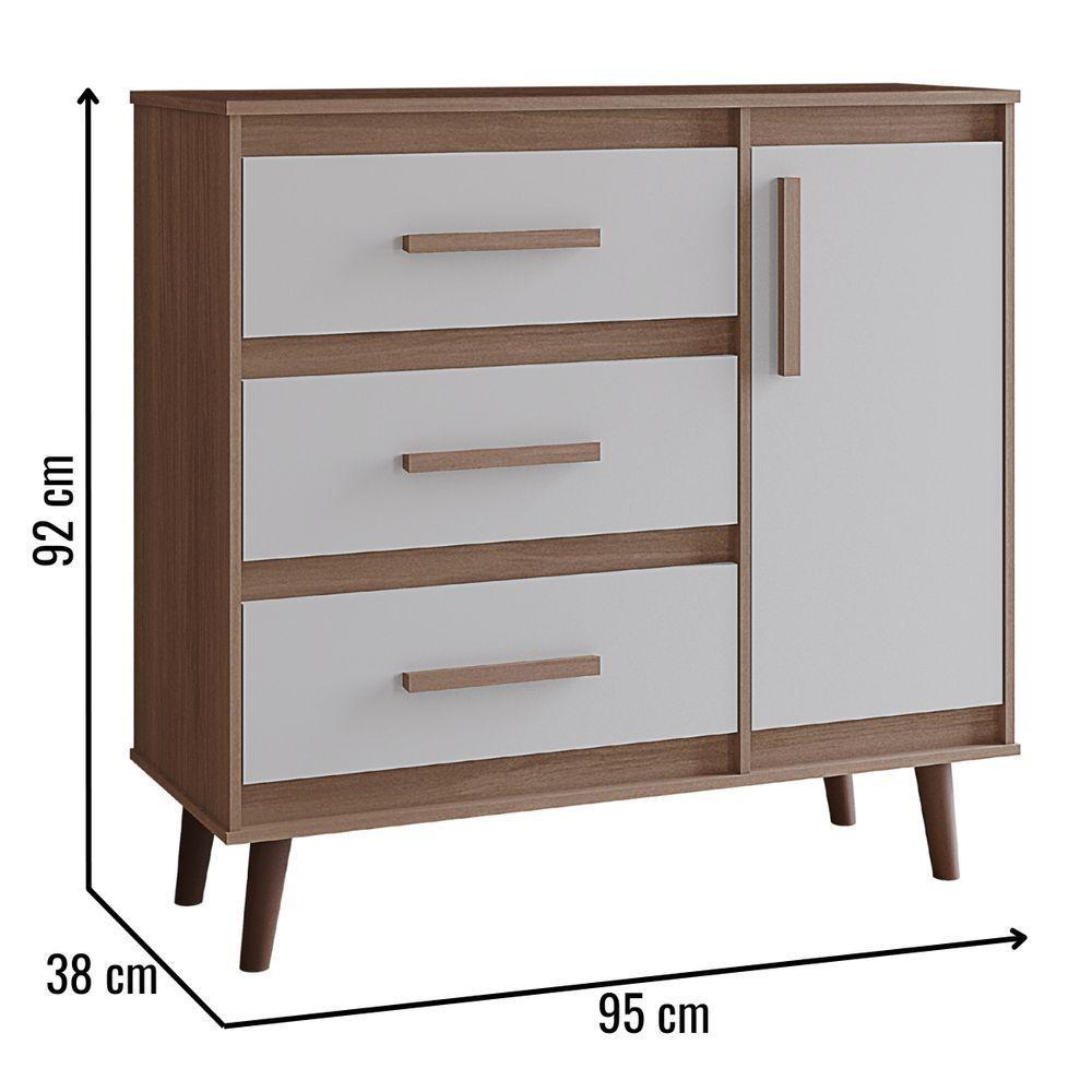 Cômoda Sapateira Mila 1 Porta 3 Gavetas Savana Off White Moblis - 2