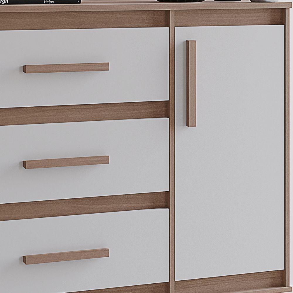 Cômoda Sapateira Mila 1 Porta 3 Gavetas Savana Off White Moblis - 5