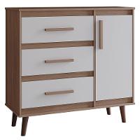 Cômoda Sapateira Mila 1 Porta 3 Gavetas Savana Off White Moblis - 1