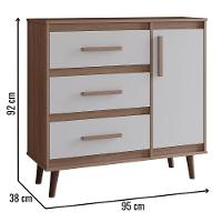 Cômoda Sapateira Mila 1 Porta 3 Gavetas Savana Off White Moblis - 2