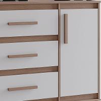 Cômoda Sapateira Mila 1 Porta 3 Gavetas Savana Off White Moblis - 5