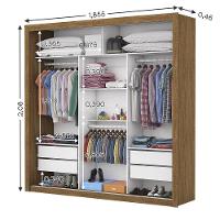 Guarda-roupa Casal Melissa 4 Gvts Super Glass Carioca Móveis Cinamomo