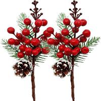 Galhos Pick Berry Vermelho Decoração De Natal 30cm Kit 4pçs - 1