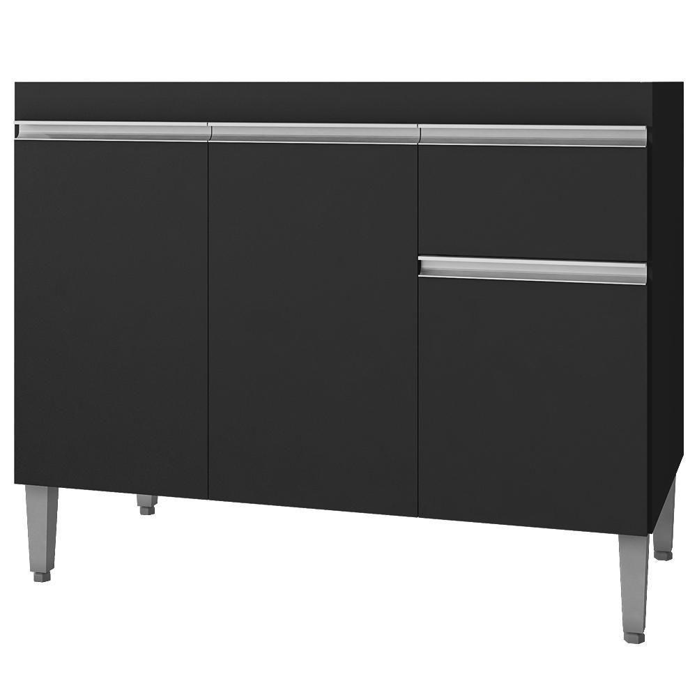 Balcao Para Pia Sem Tampo 95 Cm Tatiane Preto Reajl Moveis Preto - 2