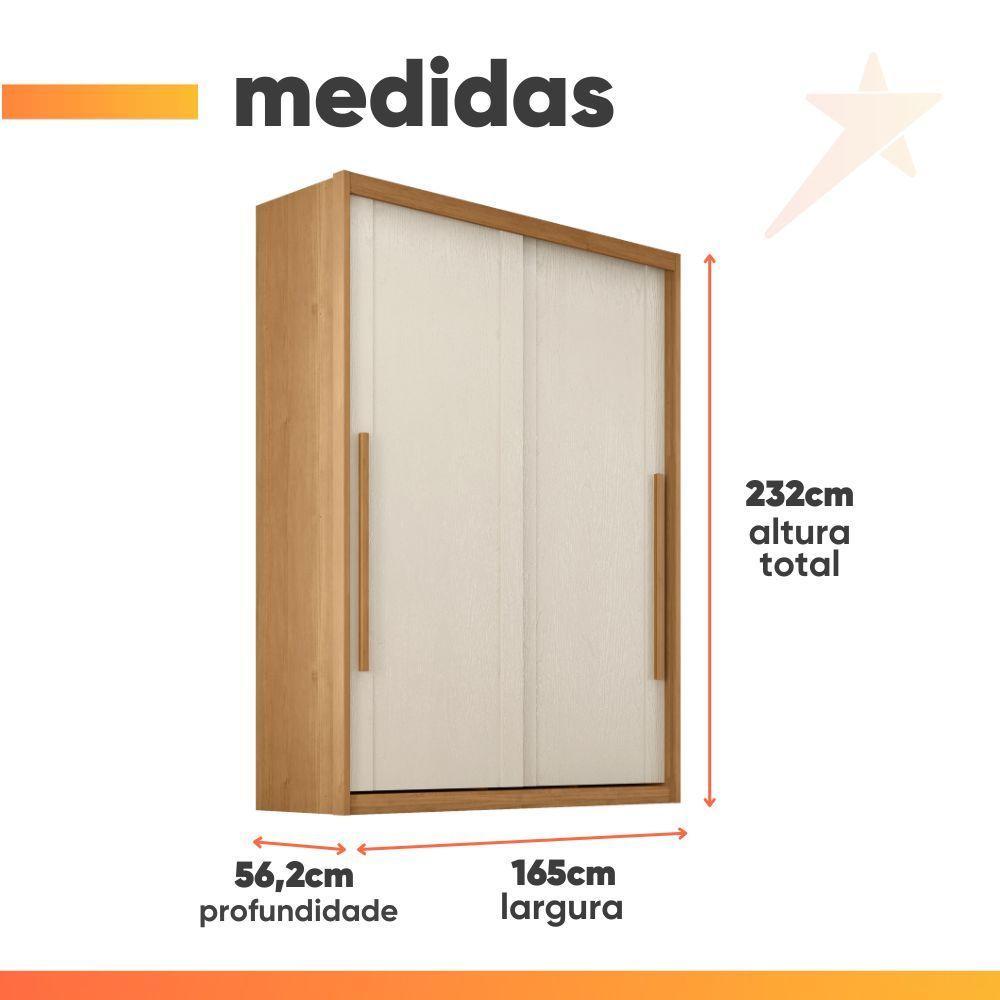 Guarda Roupas Casal 2 Portas De Correr 3 Gavetas 100% Mdf Ravena Madeirado / Areia - 3