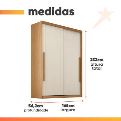 Guarda Roupa Casal Ravena 2 Portas de Correr 3 Gavetas