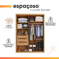 Guarda Roupas Casal 2 Portas De Correr 3 Gavetas 100% Mdf Ravena Madeirado / Areia