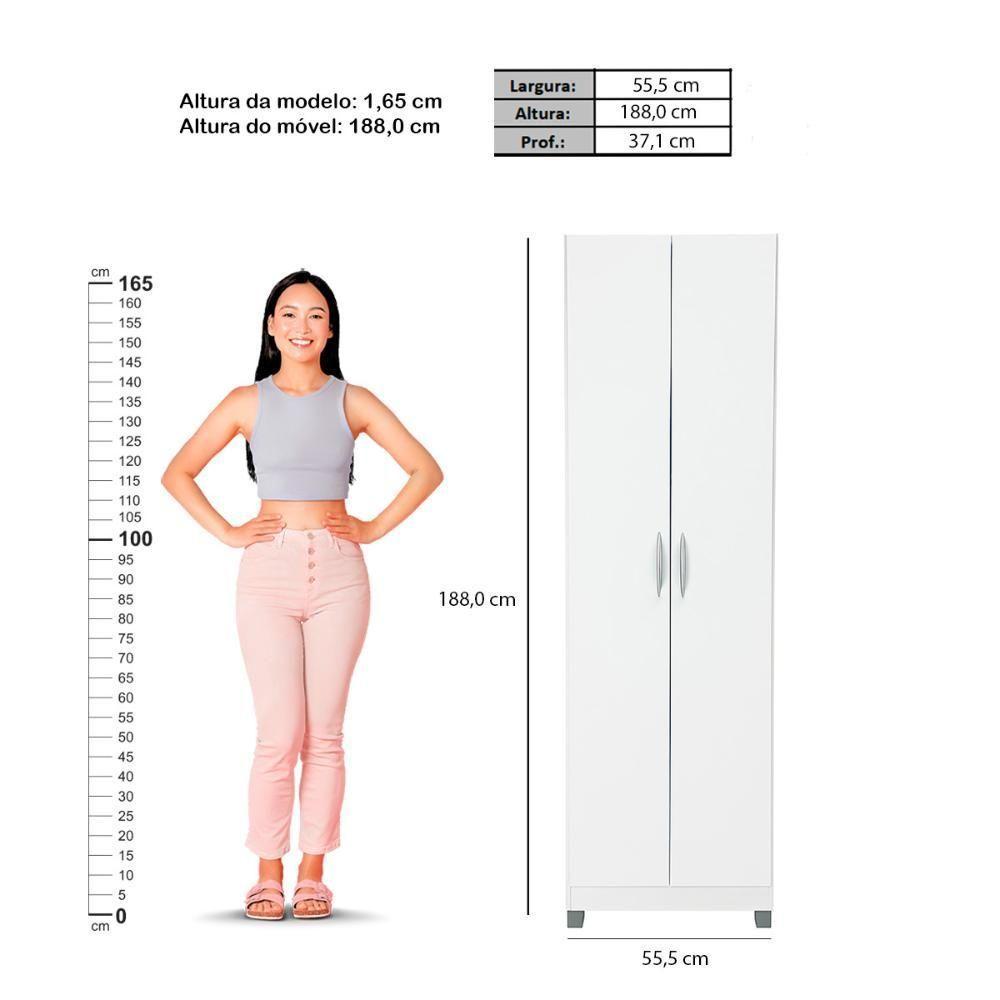 Guarda Roupa Ditália 2 Portas Dm-579 branco Branco - 9
