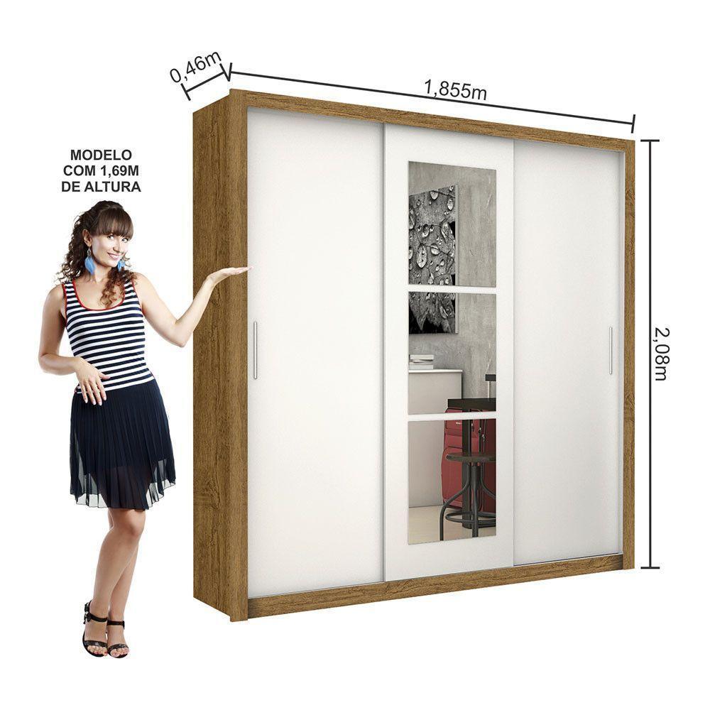 Guarda-roupa Casal Clarice 4 Gvts Com Espelho Carioca Móveis Cinamomo/branco - 3
