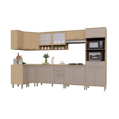 Cozinha Completa De Canto 9 Pçs 100% Mdf 458cm Duna Luciane Freijó-cinammon