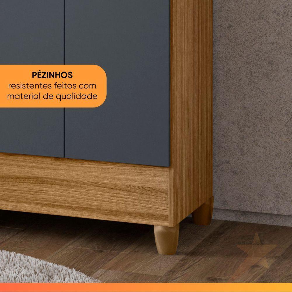 Guarda Roupas Casal 8 Portas 4 Gavetas Montana Madeirado / Cinza - 5