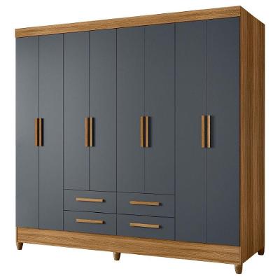 Guarda Roupas Casal 8 Portas 4 Gavetas Montana Madeirado / Cinza