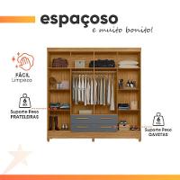 Guarda Roupas Casal 8 Portas 4 Gavetas Montana Madeirado / Cinza
