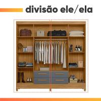 Guarda Roupas Casal 8 Portas 4 Gavetas Montana Madeirado / Cinza - 7