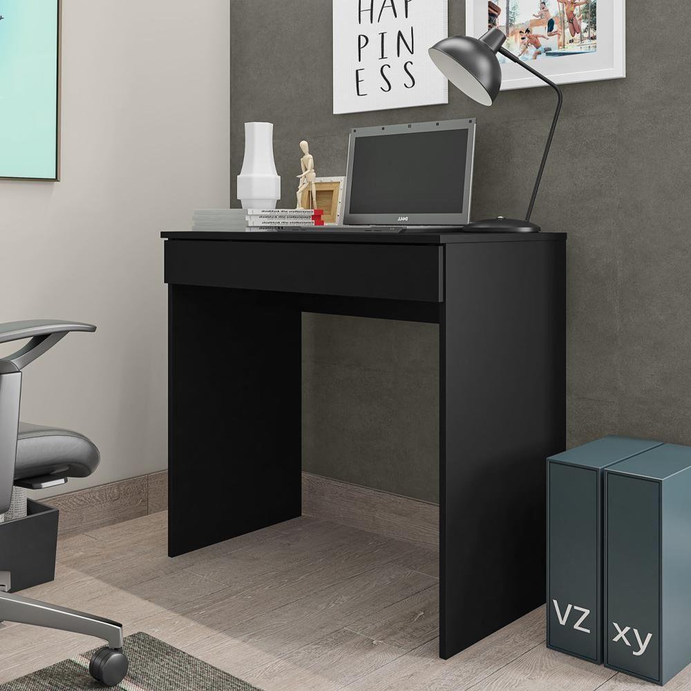 Mesa Para Computador Escrivaninha 1 Gaveta 80 Cm Alexia Preto Reajl Moveis Preto - 1