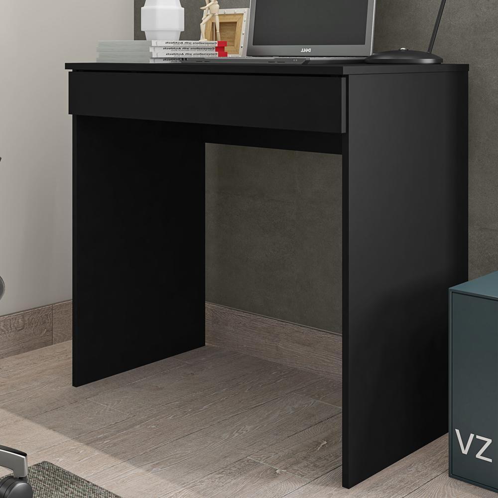 Mesa Para Computador Escrivaninha 1 Gaveta 80 Cm Alexia Preto Reajl Moveis Preto - 3
