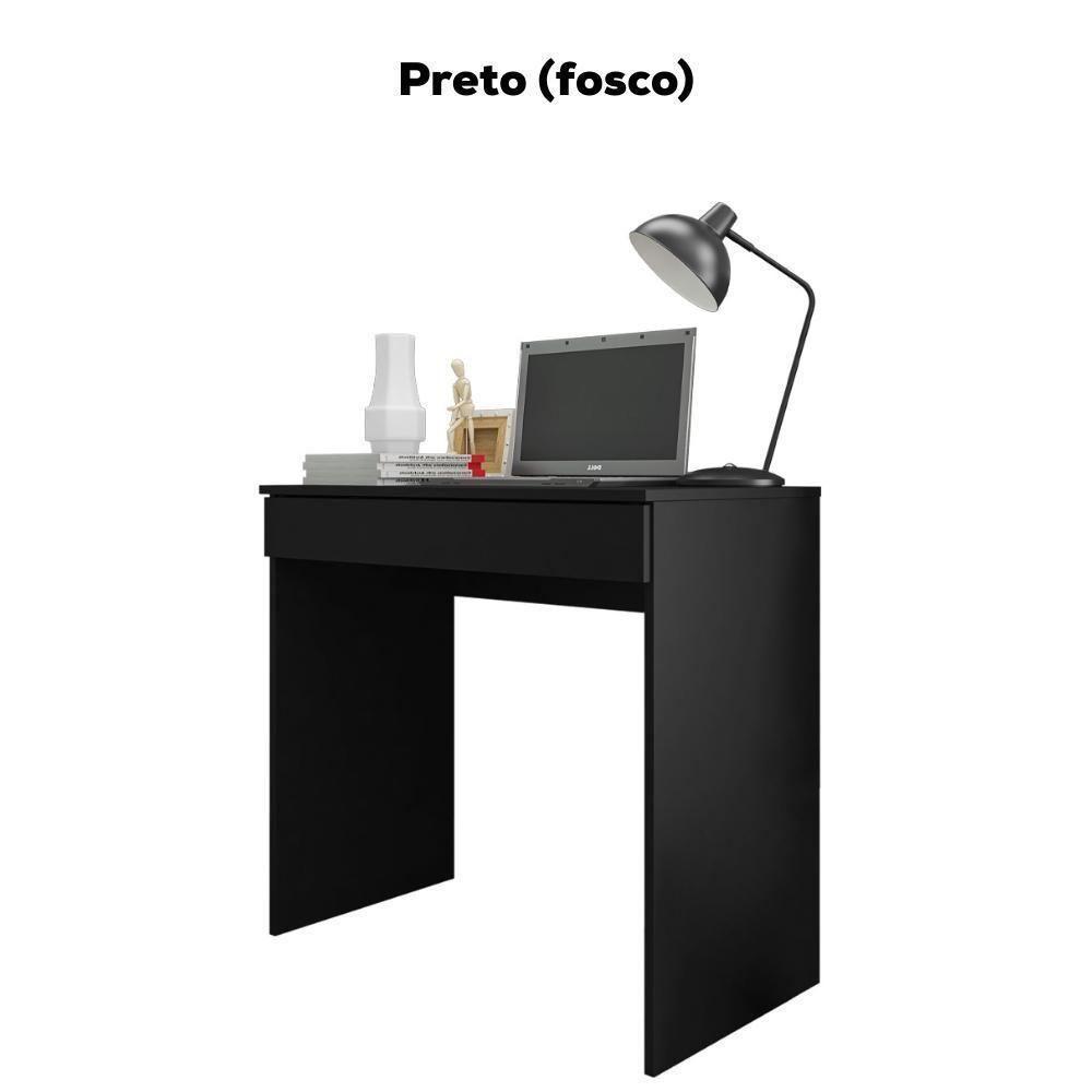 Mesa Para Computador Escrivaninha 1 Gaveta 80 Cm Alexia Preto Reajl Moveis Preto - 5