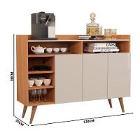 Balcão Buffet Cantinho Do Café Para Cozinha 3 Portas Celta Nature Off White - 3
