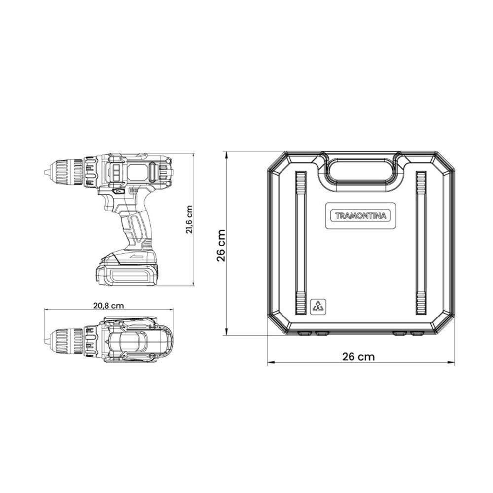 Parafusadeira Furadeira 12v à Bateria 16 Peças - Tramontina 42383216 - 4