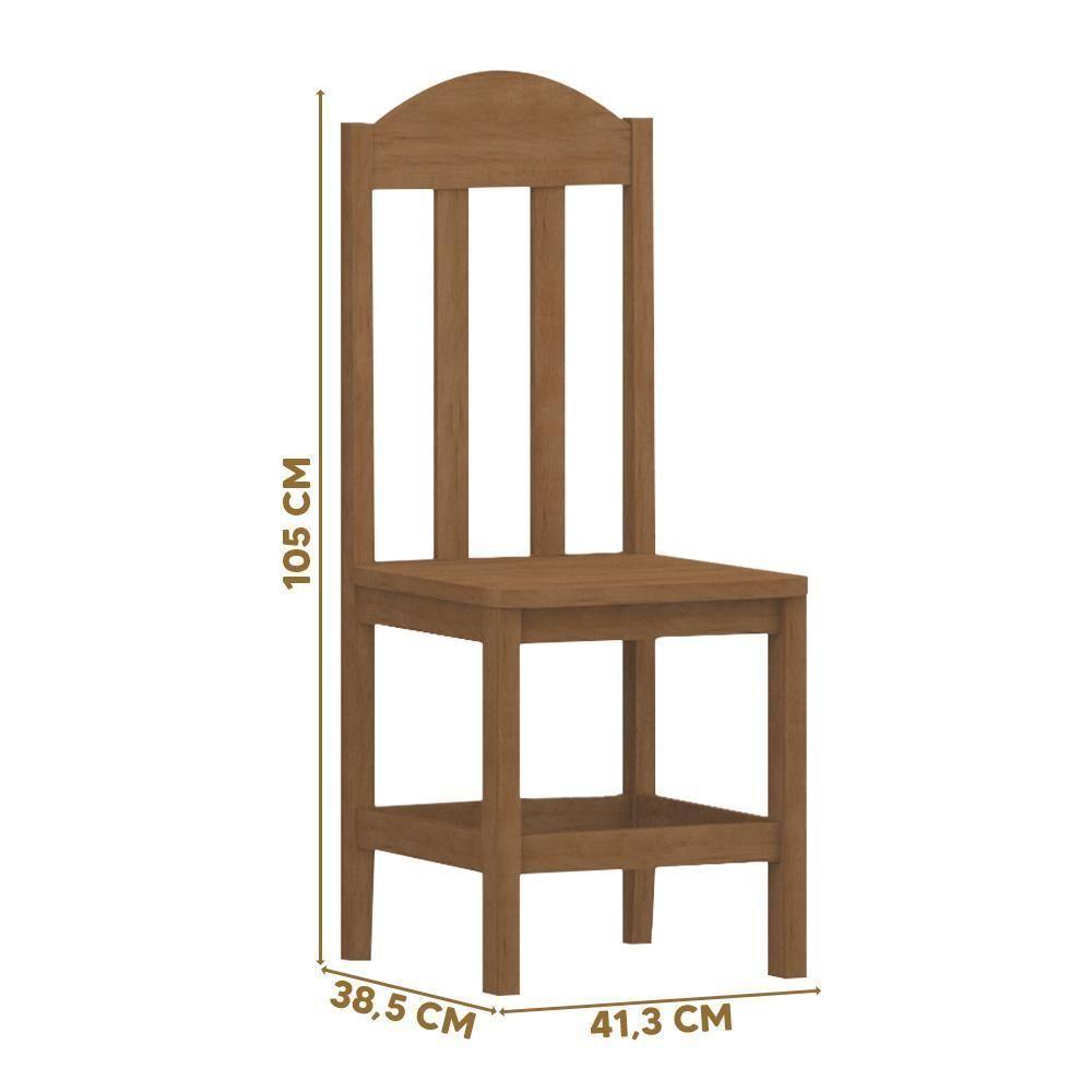 Kit Com 2 Cadeiras De Jantar Madeira Maciça Safira Mel Sem Estofado Mel S/estofado - 4