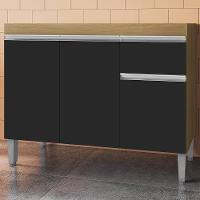 Balcao Para Pia Sem Tampo 118 Cm Tatiane Amendoa Preto Reajl Moveis Amendoa Preto - 1