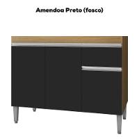 Balcao Para Pia Sem Tampo 118 Cm Tatiane Amendoa Preto Reajl Moveis Amendoa Preto