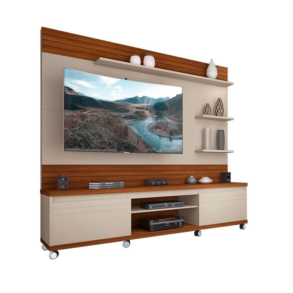 Estante Home Theater Com Nichos E Prateleiras Tv Até 70 Pol Cedro Off White/freijo Cedro Off White/freijo - 1