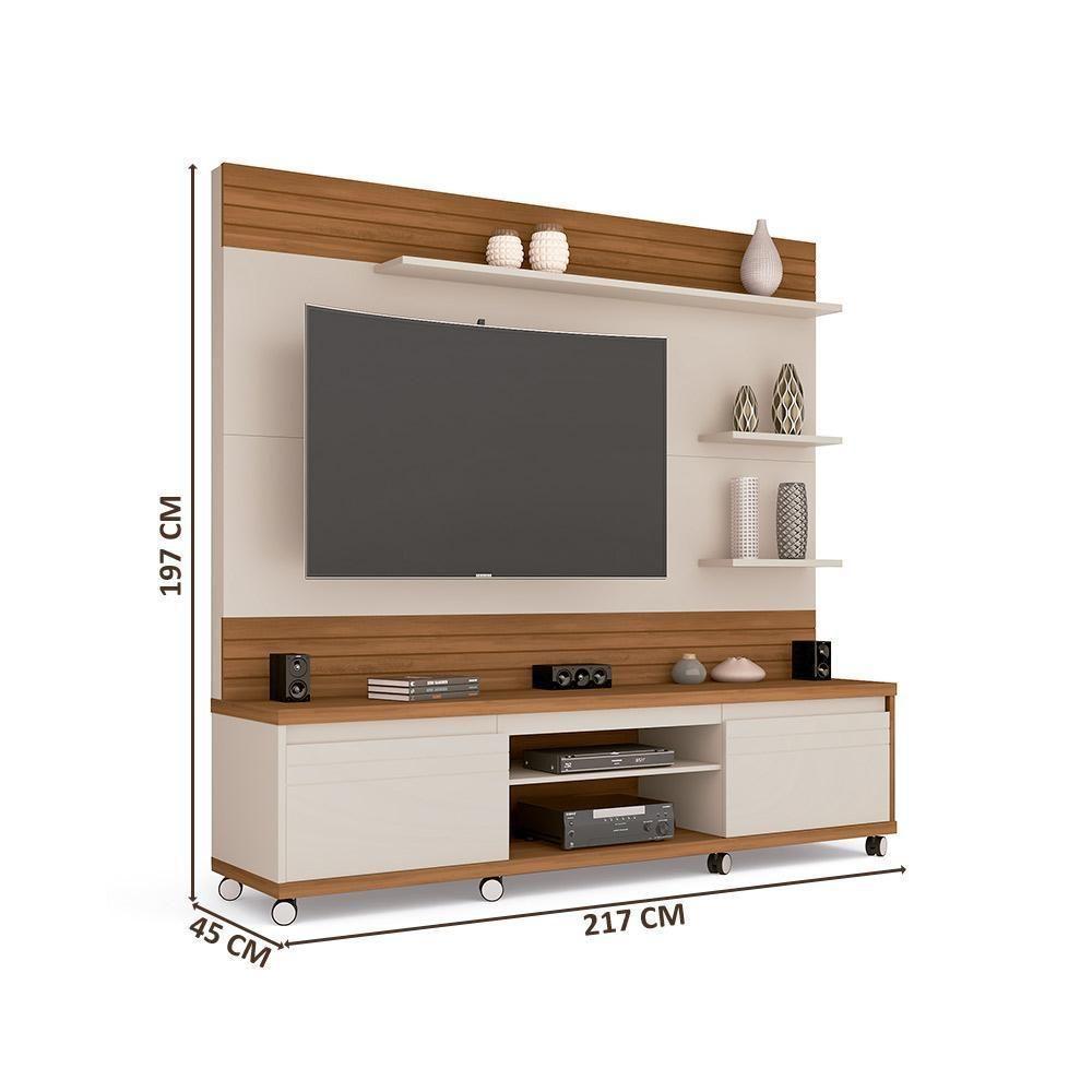 Estante Home Theater Com Nichos E Prateleiras Tv Até 70 Pol Cedro Off White/freijo Cedro Off White/freijo - 3