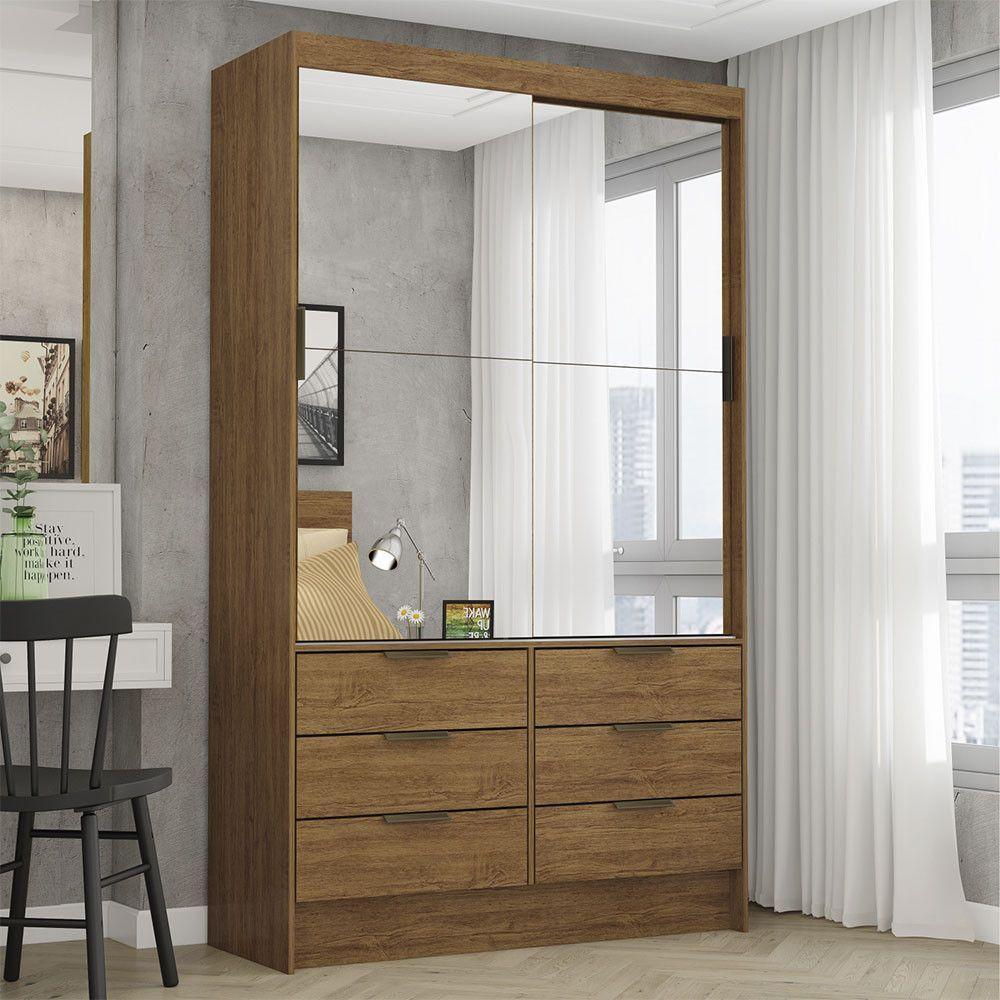 Guarda-roupa Sevilha 2 Pts 6 Gavetas Premium Carioca Móveis Cinamomo - 2