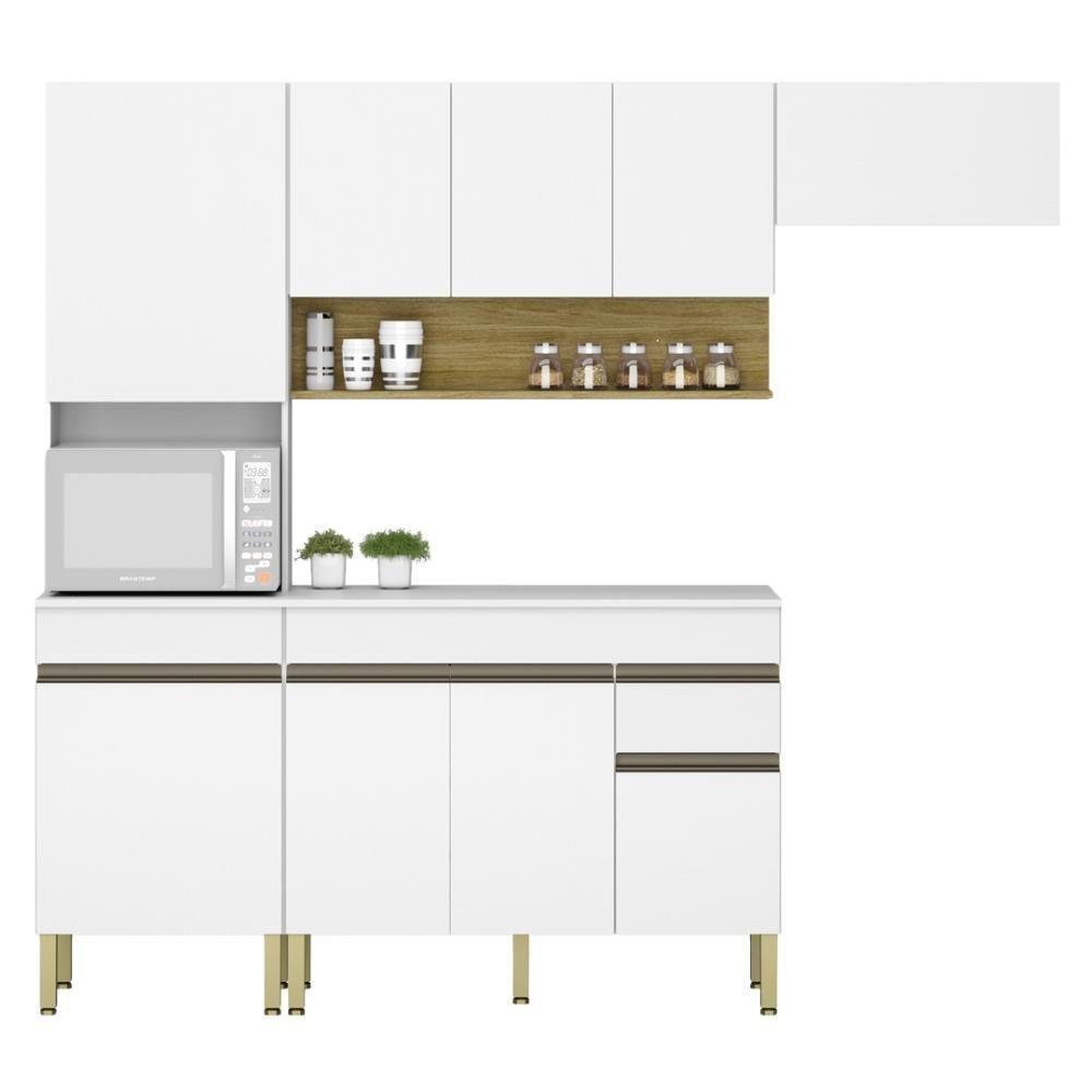 Armário De Cozinha Completa 120 Com Balcão Com Tampo 9 Portas Line Freijó Supremo - 10