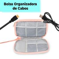 Bolsa Organizadora Cabos Fios Eletrônicos Estojo Case Bag Rosa - 5
