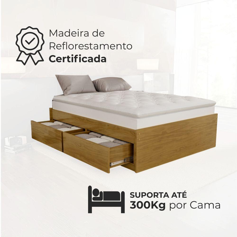 Cama Base Box Casal Em Madeira Maciça Libanesa Com 4 Gavetas E Estrutura Reforçada - 7