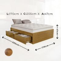 Cama Base Box Casal Em Madeira Maciça Libanesa Com 4 Gavetas E Estrutura Reforçada - 3