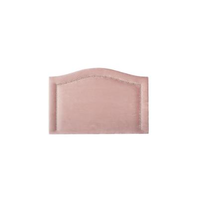 Cabeceira Solteiro Curva Luxo 90x60 Veludo Rosê - Tachas Prata