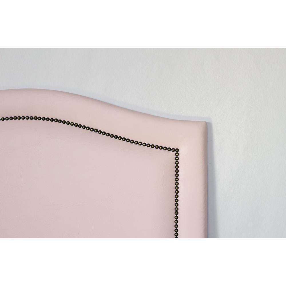 Cabeceira Solteiro Curva Luxo 90x60 Courino Rosa - Tachas Fumê - 3