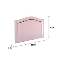 Cabeceira Solteiro Curva Luxo 90x60 Courino Rosa - Tachas Fumê - 2