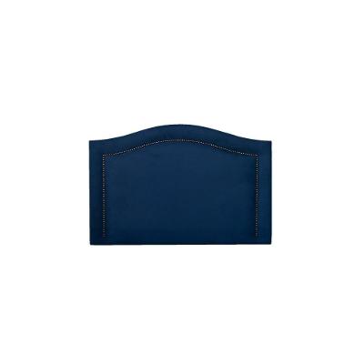 Cabeceira Solteiro Curva Luxo 90x60 Suede Azul - Tachas Fumê