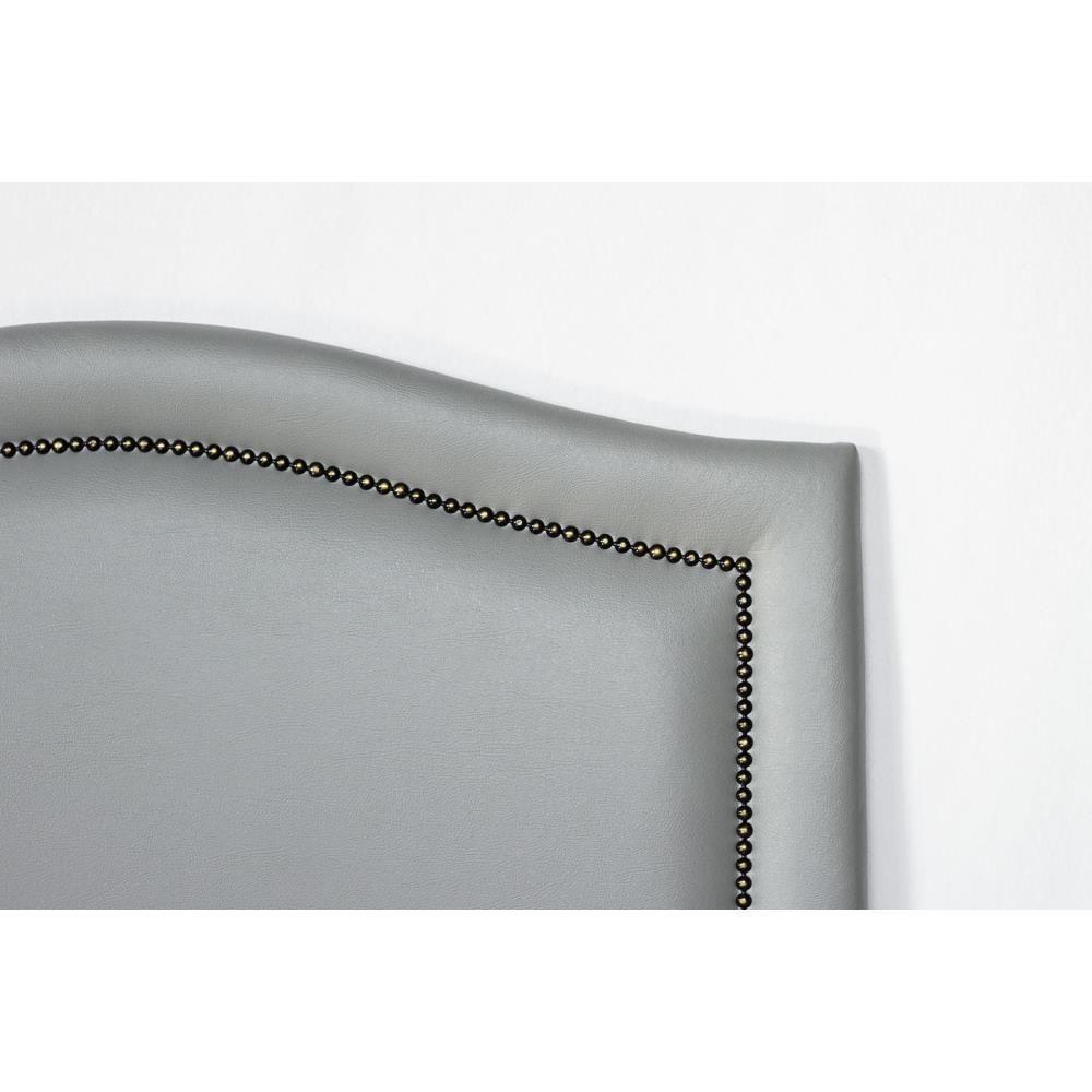 Cabeceira Solteiro Curva Luxo 90x60 Courino Cinza - Tachas Fumê - 3