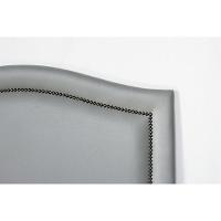 Cabeceira Solteiro Curva Luxo 90x60 Courino Cinza - Tachas Fumê - 3