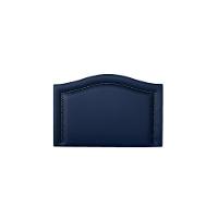 Cabeceira Solteiro Curva Luxo 90x60 Courino Azul - Tachas Fumê - 1