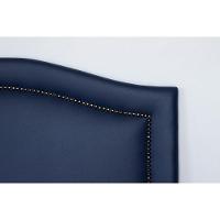 Cabeceira Solteiro Curva Luxo 90x60 Courino Azul - Tachas Fumê - 3