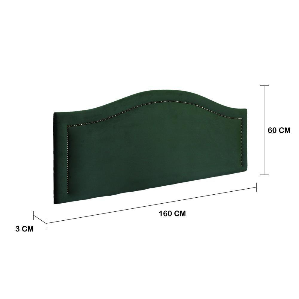 Cabeceira Queen Curva Luxo 160x60 Veludo Verde - Tachas Fumê - 2