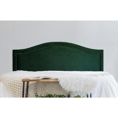 Cabeceira Queen Curva Luxo 160x60 Veludo Verde - Tachas Fumê