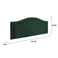 Cabeceira Queen Curva Luxo 160x60 Veludo Verde - Tachas Fumê - 2